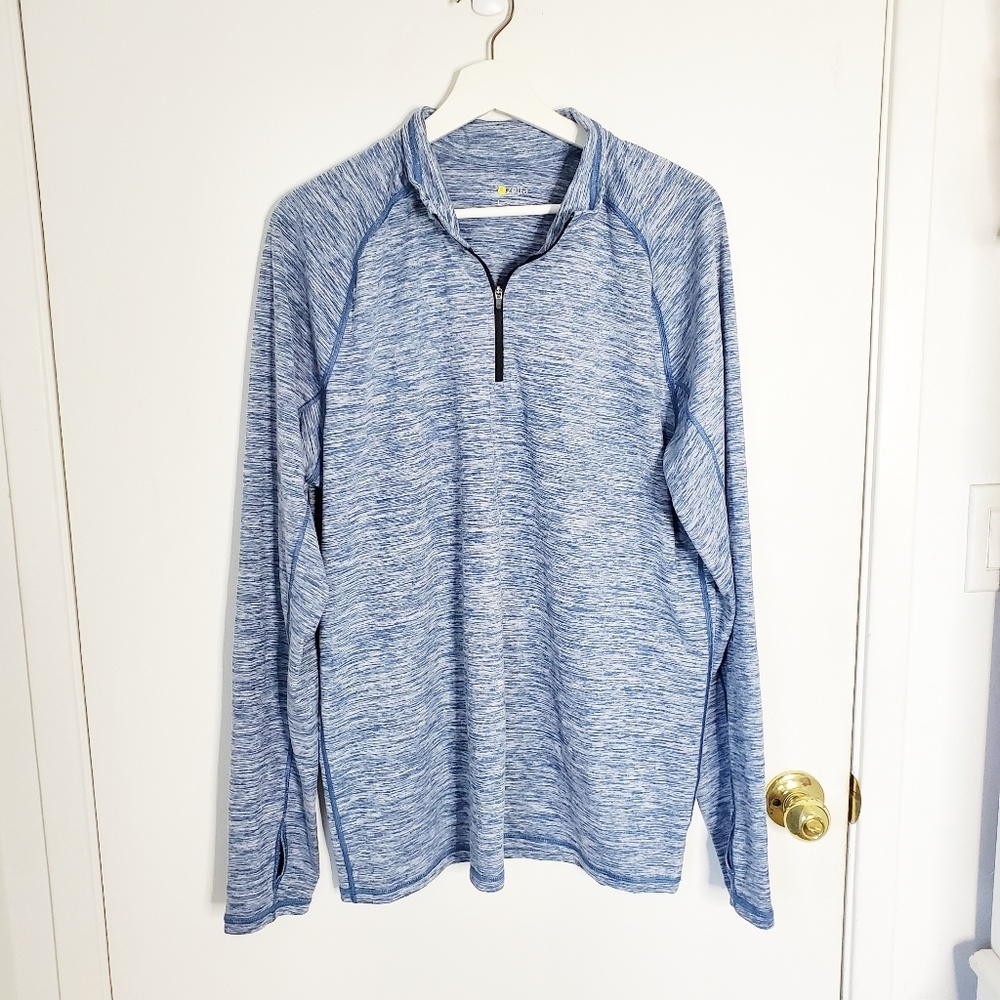 Zella Women's 1/4 zip Pullover Top blue Large Gym Performance Athleisure